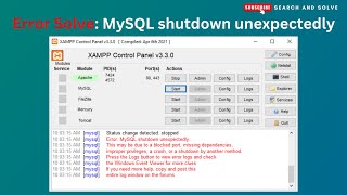 FIXED XAMPP Error MySQL shutdown unexpectedly  Repair Corrupted Database 2024 mysql hindi [upl. by Shena]