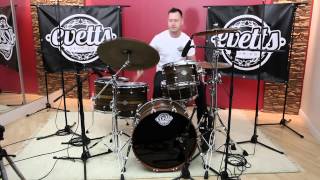 Evetts Jarrah Drum Kit Louro Preto Veneer  Natural Satin 121416182214 [upl. by Edac266]