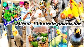 shonibar mirpur 13 bottola pakhir o kobutorer hat  মিরপুর ১৩ বটতলা পাখির হাট  exotic pets [upl. by Sabella]