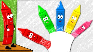 Crayons Finger Family  Nursery Rhymes For Kids  Learn Colors With Crayons [upl. by Casanova]