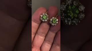 Old Mine Russian Demantoid Diamond Antique Earrings antiquejewelry raregems antiqueearrings [upl. by Calandra]