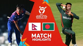 Nepal v Bangladesh  Match Highlights  U19 CWC 2024 [upl. by Newg]