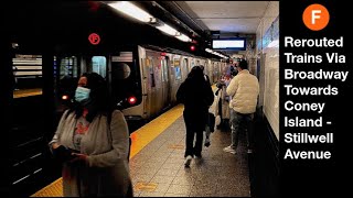 NYC Subway R160 F Train Rerouted Via The Broadway Line [upl. by Riek]