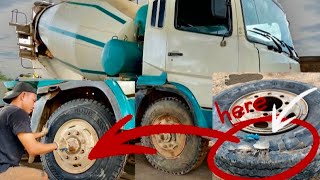 How to replace flat tires with new tire for Cement Mixer truck ChangingCement Mixer TruckRepair [upl. by Karalynn]