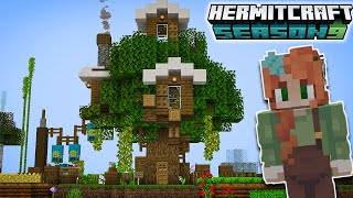 Hermitcraft 9 Treehouse Starter Base Episode 1 [upl. by Yrocej61]