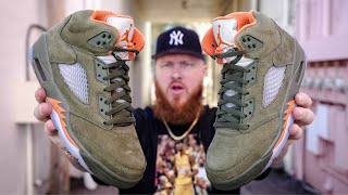 DONT BUY THE AIR JORDAN 5 OLIVE SNEAKERS WITHOUT WATCHING THIS Early In Hand Review [upl. by Nic63]