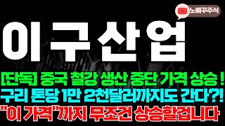 이구산업 주가전망 중국 철강 생산 중단 가격 상승  구리 톤당 1만 2천달러까지도 간다  quot이 가격quot까지 무조건 상승할겁니다 [upl. by Iolande347]