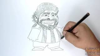 DIBUJO Y CARICATURA DE DIEGO ARMANDO MARADONA DE ARGENTINA [upl. by Hadihahs]