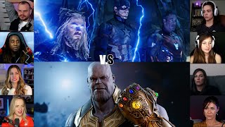 Thanos vs Big Three  Avengers  Endgame  Reaction Mashup  avengers [upl. by Narmis812]