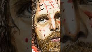 Watercolor portrait of Rick from The Walking Dead 🤠🎨 watercolors watercolorportraits art [upl. by Glass]