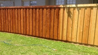 How we Stained our New Cedar Wood Fence [upl. by Tamarra414]