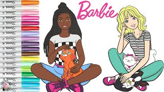 Barbie and Friends Coloring Book Pages Malibu Barbie Brooklyn Barbie Chelsea Stacie Skipper Puppies [upl. by Ahtera]