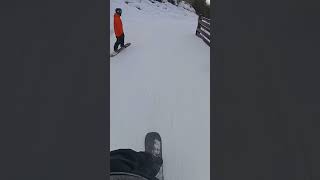 Snowboarding over a bridge on glacier road on Blackcomb mountain [upl. by Nnyladnarb]