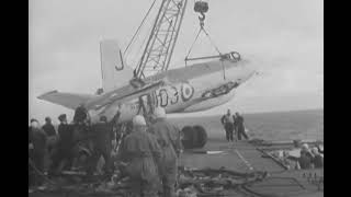 Cold War September 1952 Supermarine Attacker HMS Eagle crash recovery NATO wargame Mainbrace [upl. by Aifoz]