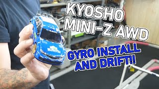 KYOSHO MINIZ AWD SUBARU IMPREZA WRC 2008 Readyset GYRO Install and Drift [upl. by Nnylav748]