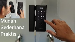 Proses pemasangan smart door lock seyven GL TTlock tuyasmart ke pintu kaca 2 daun [upl. by Lucien]