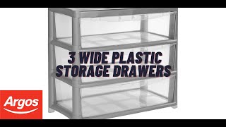 Argos I 3 Wide Plastic Storage Drawers ReviewAssembly [upl. by Tound550]