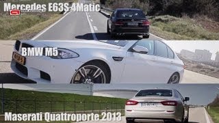 BMW M5 vs Mercedes E63 vs Maserati Quattroporte [upl. by Rolland]