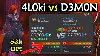 Alliance War 4L0ki vs D3M0N  Medusa Karnak Black Bolt  Marvel Contest of Champions [upl. by Elram]