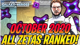 ALL ZETAS RANKED FROM BEST TO WORST OCTOBER 2020  The Very Best Zetas in Star Wars Galaxy of Heroes [upl. by Aradnahc290]