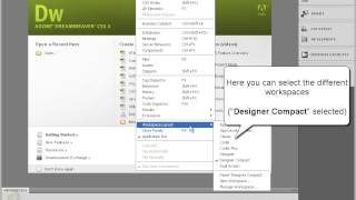 Learning Dreamweaver  Part 1 Setting\Resetting Workspaces [upl. by Shanan]