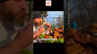 Barbecue of lamb ribs with potatoes in an oven by coolchef cooking lambribs asmr [upl. by Enorel]