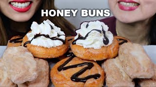 ASMR CHOCOLATE HONEY BUNS  GLAZED DONUT STICKS 리얼사운드 먹방  KimampLiz ASMR [upl. by Ronalda]