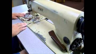 Pfaff 461 Industrial Sewing Machine with Table Leather Upholstery Webbing [upl. by Ledarf]