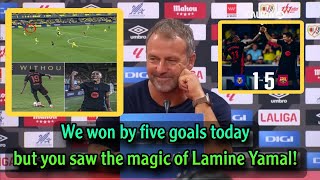 Surprising comment from Flick after the 51 win against Villarreal and praises Lamines pass 😍 [upl. by Netsew]