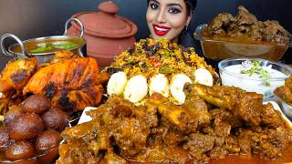 ASMR Eating Spicy Mutton JoshWhole ChickenLiver CurryBiryaniRice Big Bites ASMR Eating Mukbang [upl. by Aiclid]