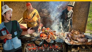 Hunters Barbecue on Stones in Kyrgyzstan 🇰🇬 Osh Bazaar Street Food Tour in Bishkek [upl. by Charmine405]