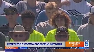 Creepy figures spotted behind home plate at Dodger Stadium [upl. by Jaylene]