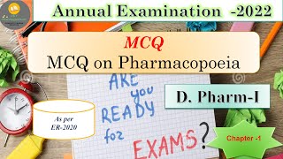 MCQs on Pharmacopoeia  Pharmaceutics  D Pharm 1st Year  Chapter 1  With Solutions [upl. by Allemahs]