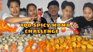 100 SPICIEST MOMO CHALLENGE 🥵WITH KOREAN SPICY SAUCE 🤤 BALLA BALLA KHAISAKYO HAU [upl. by Celio]