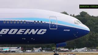 Boeing 777X Test Flight Takeoff From BFI To MWH Taxi Close Up [upl. by Hourigan]