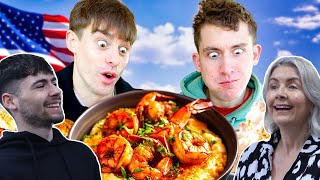 British Family React Brits try Shrimp and Grits for the first time [upl. by Yorle]