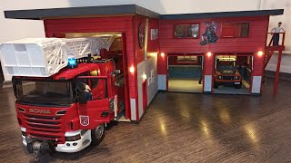 Fire Department Toy for Bruder Fire truck SCANIA LAND ROVER for kids Time lapse building [upl. by Aiht]