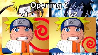 Naruto  Opening 2 Comparison  Versions 12 HD  60 fps [upl. by Edia]