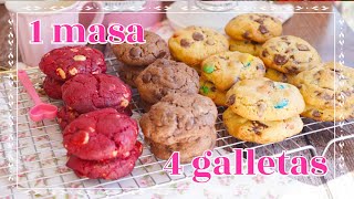 RECETA INCREÍBLE 😍 1 MASA 4 SABORES DE GALLETAS DELICIOSAS 🍪  AnnasPasteleria [upl. by Aratehs]