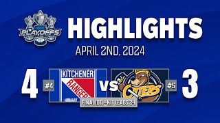 OHL Playoff Highlights Kitchener Rangers 4  Erie Otters 3 OT  Game 3  April 2nd 2024 [upl. by Canfield]