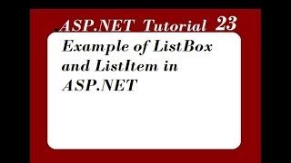 Example of ListBox and ListItem in ASPNET [upl. by Gena]