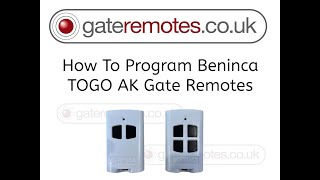 How to program Beninca TO GO AK Gate Remote Transmitter Keyfobs [upl. by Easlehc]