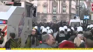 Riot Police Deployed To Deal With Unrest In Brussels [upl. by Schecter]