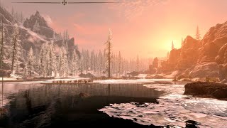 Skyrim Anniversary edition Relaxing walk at golden hour [upl. by Atimed]