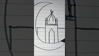 Easy Masjid Drawing with 🌙🌙🌙🌙🌙🌙🌙🕌🕌🕌 [upl. by Pantheas604]