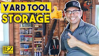 Wall Storage for Yard Tools  Garden Tool Wall  Simple Yard Tool Storage  Between Stud Storage [upl. by Aitnas]