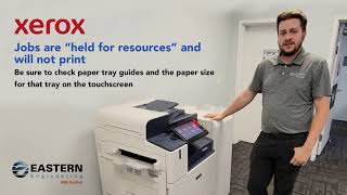 Xerox Print jobs are held for resources and wont print asking to load paper in bypass tray [upl. by Gauthier816]