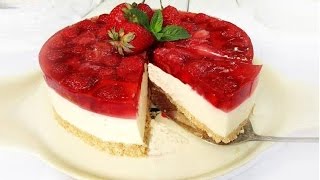 Torta fredda alle fragole facile e senza cottura [upl. by Kluge465]