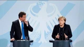 EuroKrise Merkel und Cameron betonen Gemeinsamkeiten [upl. by Ahseit]