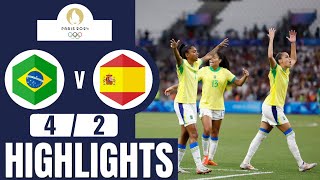 Brazil vs Spain  42  Womens Football  Paris 2024 Highlights  brazil vs spain womens football [upl. by Mariand]